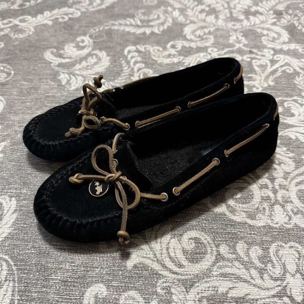 Coach Women's Black Suede Shearling Lined Loafers Size 8B Casual